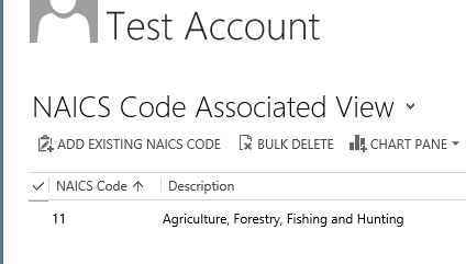 we can now see that the Account is associated with the NAICS Code